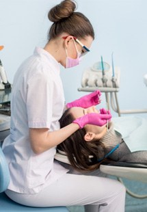 Woman getting a dental cleaning